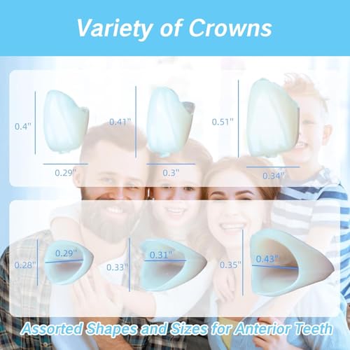 Image of 100 Pcs Tooth Caps for Broken Tooth Mixed Sizes Dental Temporary Crown Kit Front Cap Covers for Adults Dental Crowns Temporary Teeth
