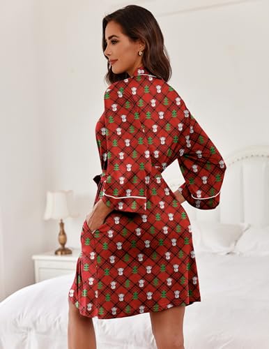 Image of Ekouaer Women Robes Knee Length Kimono Bathrobe Lightweight Soft Sleepwear