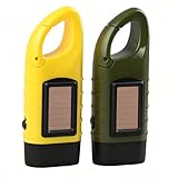 2 Pack Wind Up Torch Solar Hand Crank Torch LED Rechargeable Emergency Flashlight with Carabiner Clip Super Bright for Camping Hiking essentials & Power Outages Portable Outdoor Light survival kits