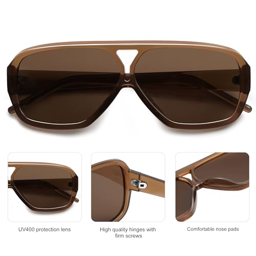 VANLINKER Retro 70s Square Aviator Sunglasses Women Men Trendy Vintage Rectangle Polarized Sunnies VL97923