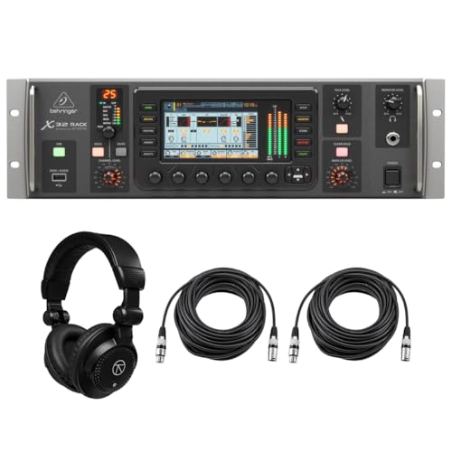 Behringer X32 Rack 40-Input 25-Bus Digital Rack Mixer, Bundle with TAPH100 Headphones and 2x 50' XLR