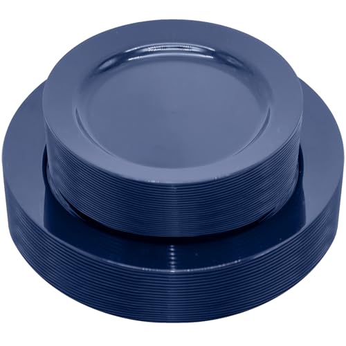 joy akkess 50 PCS Blue Plastic Plates Heavy Duty Navy Blue Plates Disposable include 25 Dinner (10.25 joy akkess 50 PCS Blue Plastic Plates Heavy Duty Navy Blue Plates Disposable include 25 Dinner (10.25
