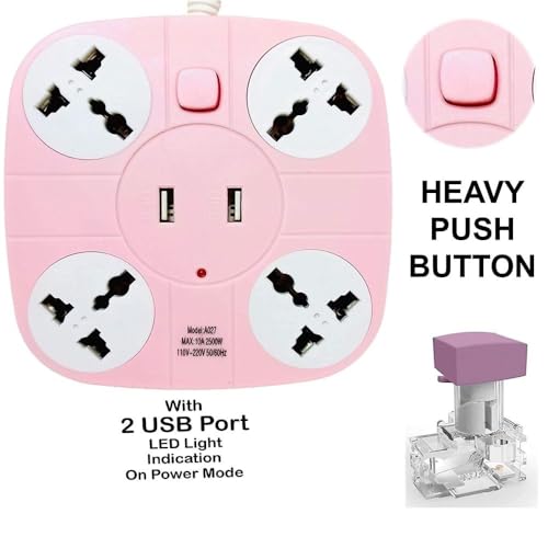 Image of 4 Socket Extension Board with 2 USB Ports | Surge Protector | Universal Compatibility | Heavy Duty Cable | Overload Protection.