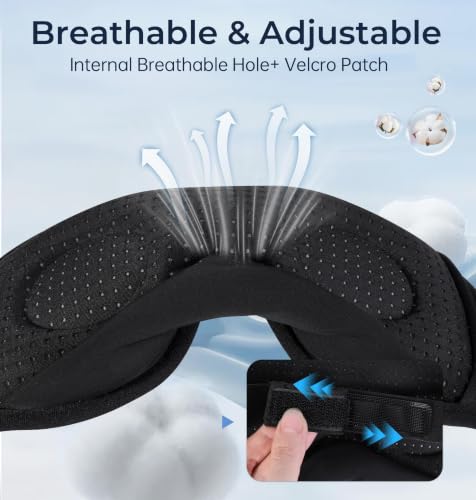 Image of LC-dolida Bluetooth Sleep Mask with White Noise,Sleep Headphones,Bluetooth Wireless Music Eye Mask, Ideal for Travel, Night Work, Napping, Side Sleeping & Office Use for Both Men Women(Obsidian)