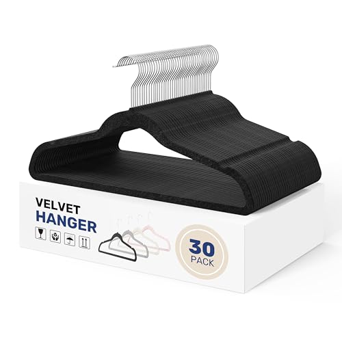 YSSOA Rutschfeste Samt-Kleiderbügel, 30 Stück