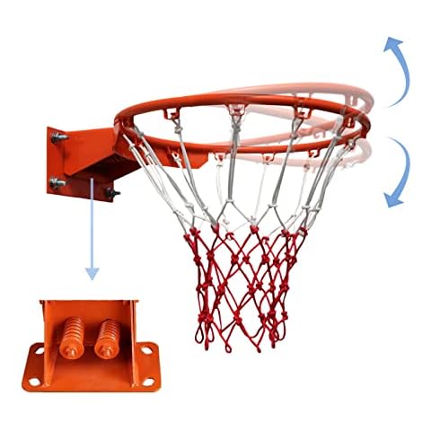 Basketball Rim Replacement, Double Spring Reinforced Heavy Duty Breakaway Wall Mounted Basketball Rim 18in Outdoor and Indoor Can Dunk Cover