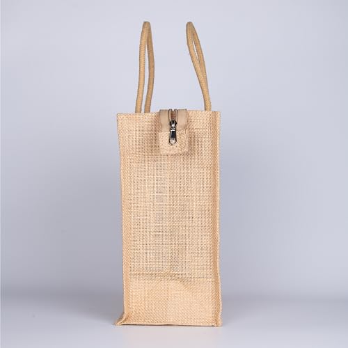 Image of Soman Jute Ecofriendly Return Gift Bags Rangoli printed with Zip White Natural Pack of 10 Bags
