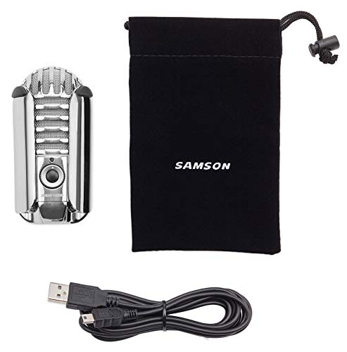 Samson Meteor Mic - Portable USB Studio Quality Condenser Microphone - High Performance, General Purpose/Podcast/Gaming/Music Recording Microphone, 16-bit, 44.1/48kHz resolution, Silver Chrome - Microfono streaming - Immagine 5