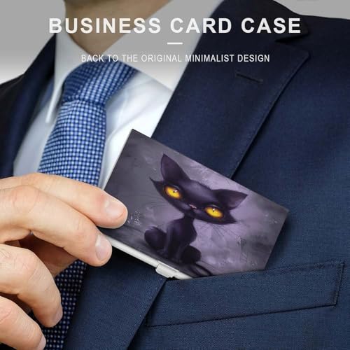 Porte-cartes de visite en métal chat : cadeau original