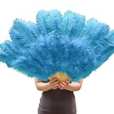 MWYDMA Large Femina Feather Fan Costume Folding Hand Fan Decorative Folding Fan Feather Fan Feather Fans for Burlesque(Blue,1pcs 60-90cm)