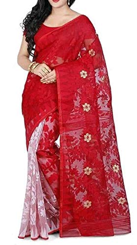 Buy Saatrang Women S Exclusive Cotton Dhakai Jamdani Saree Gs Red And White At Amazon In Buy Saatrang Women S Exclusive Cotton Dhakai Jamdani Saree Gs Red And White At Amazon In