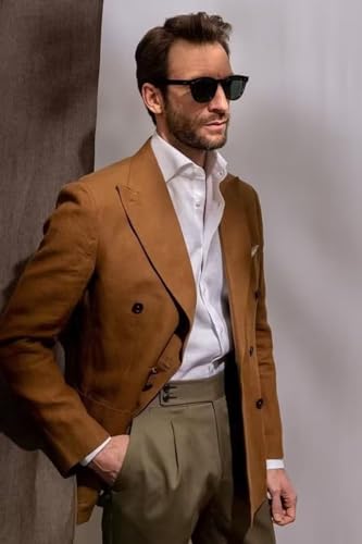 Men Double Breasted Linen Suits 2 Piece Suits for Men Summer Wedding Regular Fit Big and Tall Lightweight3