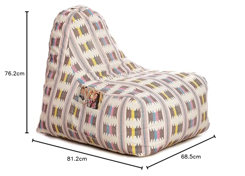 Image of Style Homez Hackey Cotton Canvas Ikat Printed Bean Bag XXL Size Filled with Beans Fillers