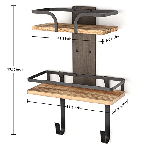 VINAEMO-Ironing-Board-Hanger-Wall-Mount-2-Layer-Iron-and-Ironing-Board-Holder-Laundry-Room-Shelves-Solid-Wood-with-Removable-Hooks-Home-Organization-and-Storage