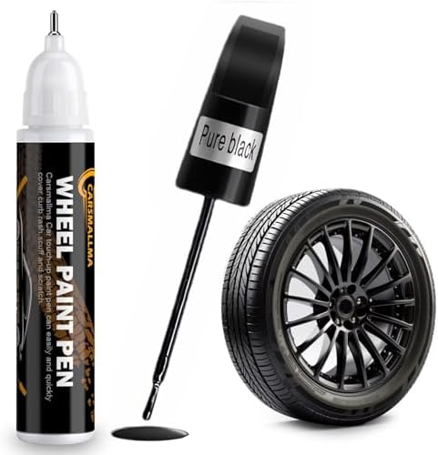 Gloss Black Rim Touch Up Paint,Car Wheel Scratch Repair Pen Kit 2 in 1,Wheel Touch Up Paint for Cars Easy to Fix Rim Curb Rash Scuff (Gloss Black)
