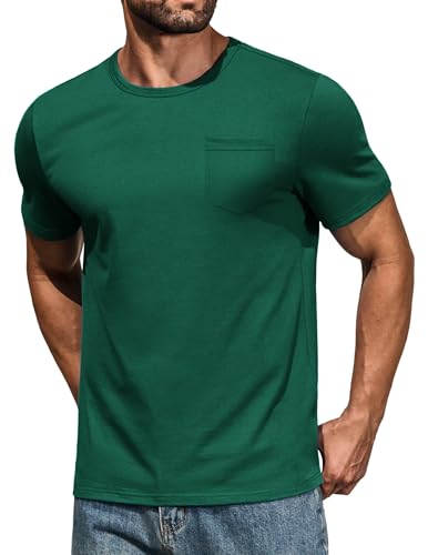 T-shirt à poches coton homme COOFANDY haut manches courtes extensible col rond uni été décontracté