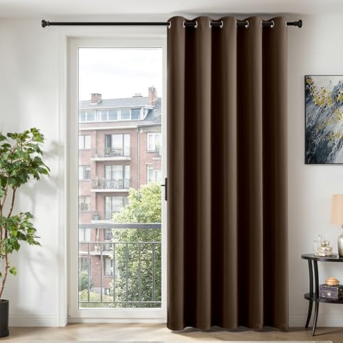 TOPICK Gardinen Verdunklungsvorhänge Vorhänge H245xB200 1 Stück Braun | Vorhänge Blickdicht Schlafzimmer Gardinen mit Ösen Wohnzimmer Fensterdekoration Übergardinen blackout Curtai