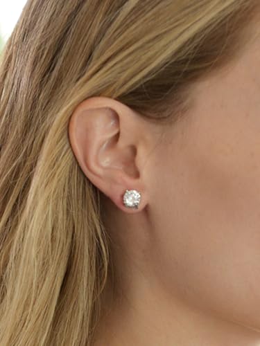Mariell Cubic Zirconia Crystal Stud Earrings, 2 Carat Round CZ Solitaire, Imitation Diamond Earrings.3