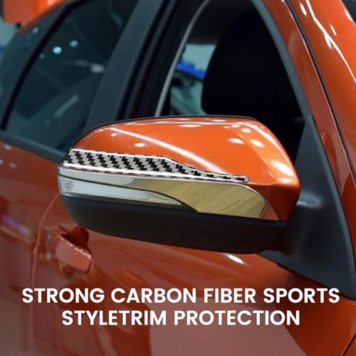 BUOKSLLY 2 PCS Aufkleber Stoßstange für Rückspiegel, 12x1.8cm, Carbon-Faser Aufkleber für Autospiegel, Stoßstange Türschutz, Universell Anwendbare Rückspiegel Streifen Abdeckung