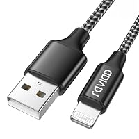 RAVIAD iPhone Charger Cable 1M/3.3FT [MFi Certified] Nylon Braided Lightning Cable Fast Charging & Sync iPhone Charger for iPhone 14 13 12 11 Pro Max 13 12 Mini X XS XR 10 8 8 7 Plus 6 6s 5s 5, Black