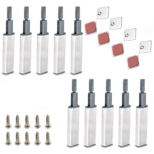 Rannb Magnetic Push Latches Stainless Steel Push to Open Magnet Touch Latches for Cabinet Drawer Door - Pack of 10