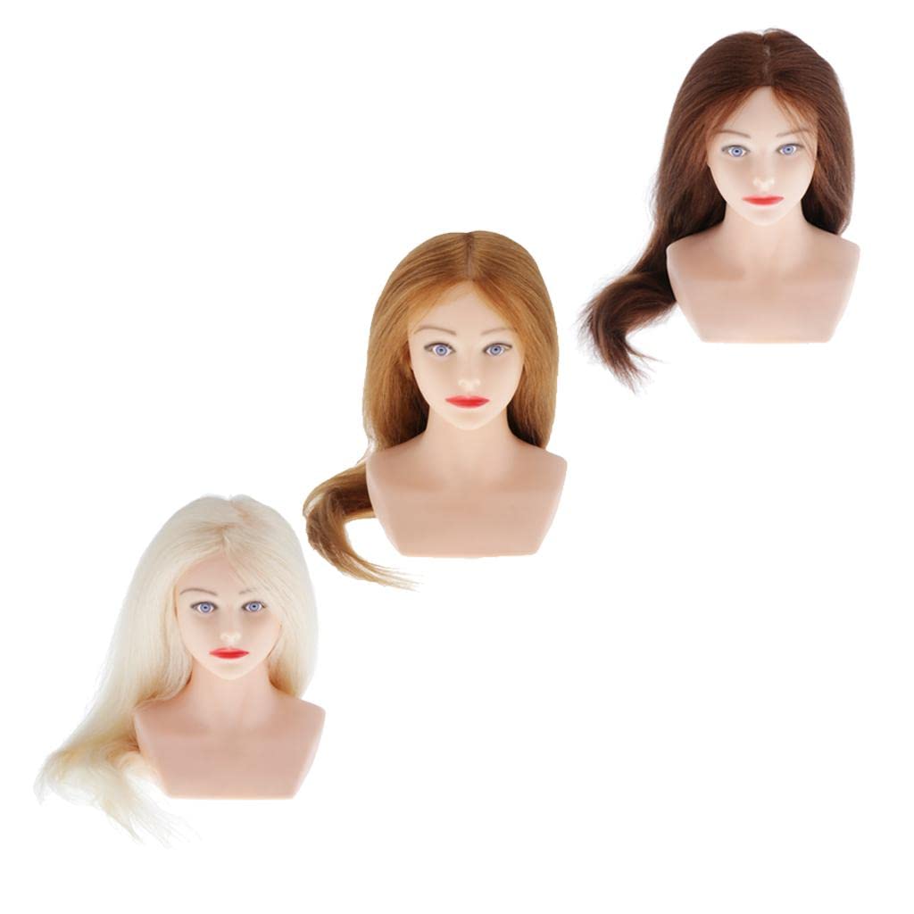TISHITA Haarstyling Kopf Trainingskopf Frisierkopf Kosmetologie Puppenkopf mit Glattem Waschbarem Und Nicht Haarendem Haar für Damen Schüler Zuhause Salon, Beige