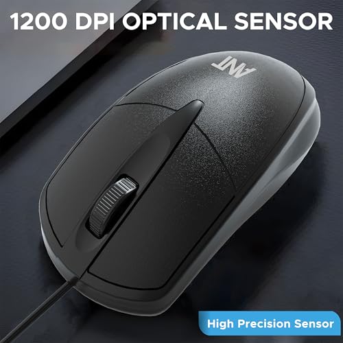 Image of Ant Globe 10 Wired Optical Mouse with 1200 DPI, USB Connectivity, Lightweight Design, Durable 3 Buttons, Compatible with Windows /Mac /Linux Black