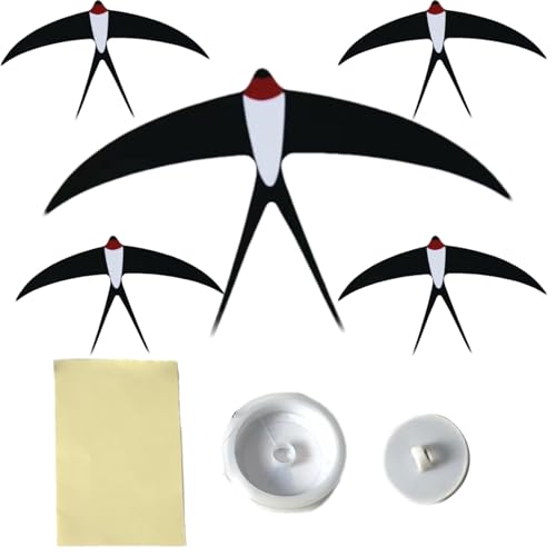 Kit móvil de bricolaje – 5 pájaros de papel de 25 x 15 cm, decoración realista de golondrina, arte de pared 3D hecho a mano, artesanía de colores vivos | Hecho a mano para colgar en el dormitorio de