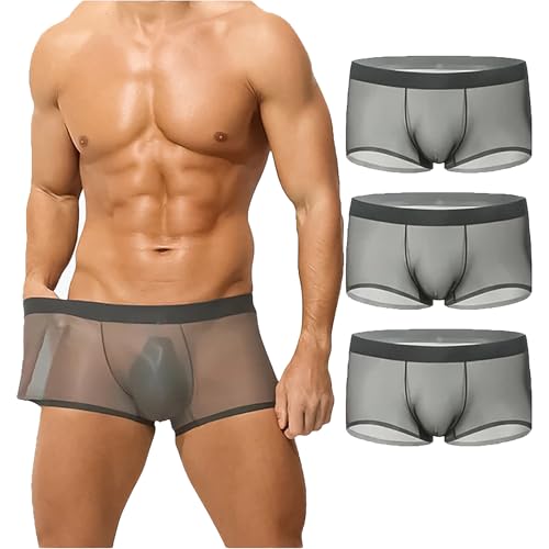QYDZR sous-vêtements Niksy, Boxer Transparent Ultra-Fin en Soie glacée for Homme, caleçon Respirant et rafraîchissant for l'été, idéal for la Course à...