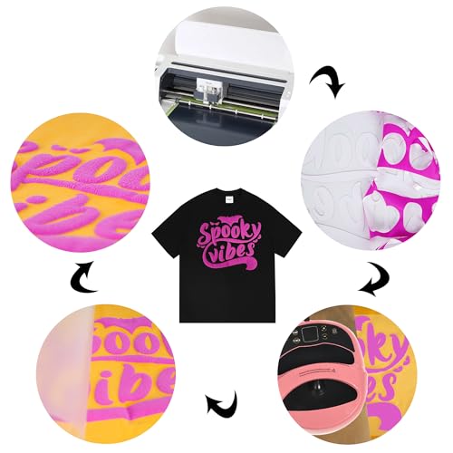 Image of RENLITONG 3D Puff HTV Matte Heat Transfer Vinyl Roll 12 inch x 7ft Iron on for Heat Press T Shirt for All Cutter Machine Heat Vinyl Design (7ft, 3D Puff Purple)
