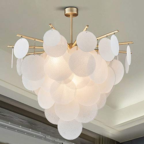 WandaElite Candelabro nórdico Modern Art Disco vidrio esmerilado de la sala de estar dormitorio Restaurante Hotel Ronda de lujo de techo de oro del metal de la lámpara 7 fuentes de luz 65x65x62cm Cali