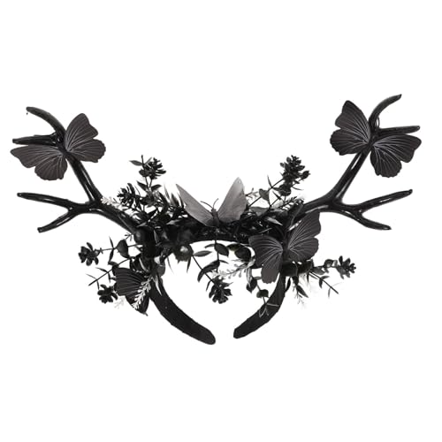 Beaupretty 枝角カチ??ューシャ パーティー 枝角クラウン ハロウィンコスプレカチューシャ 鹿の角カチューシャ 鹿の角の帽子 ハロウィン風 ヘアフープ プラスチック Black