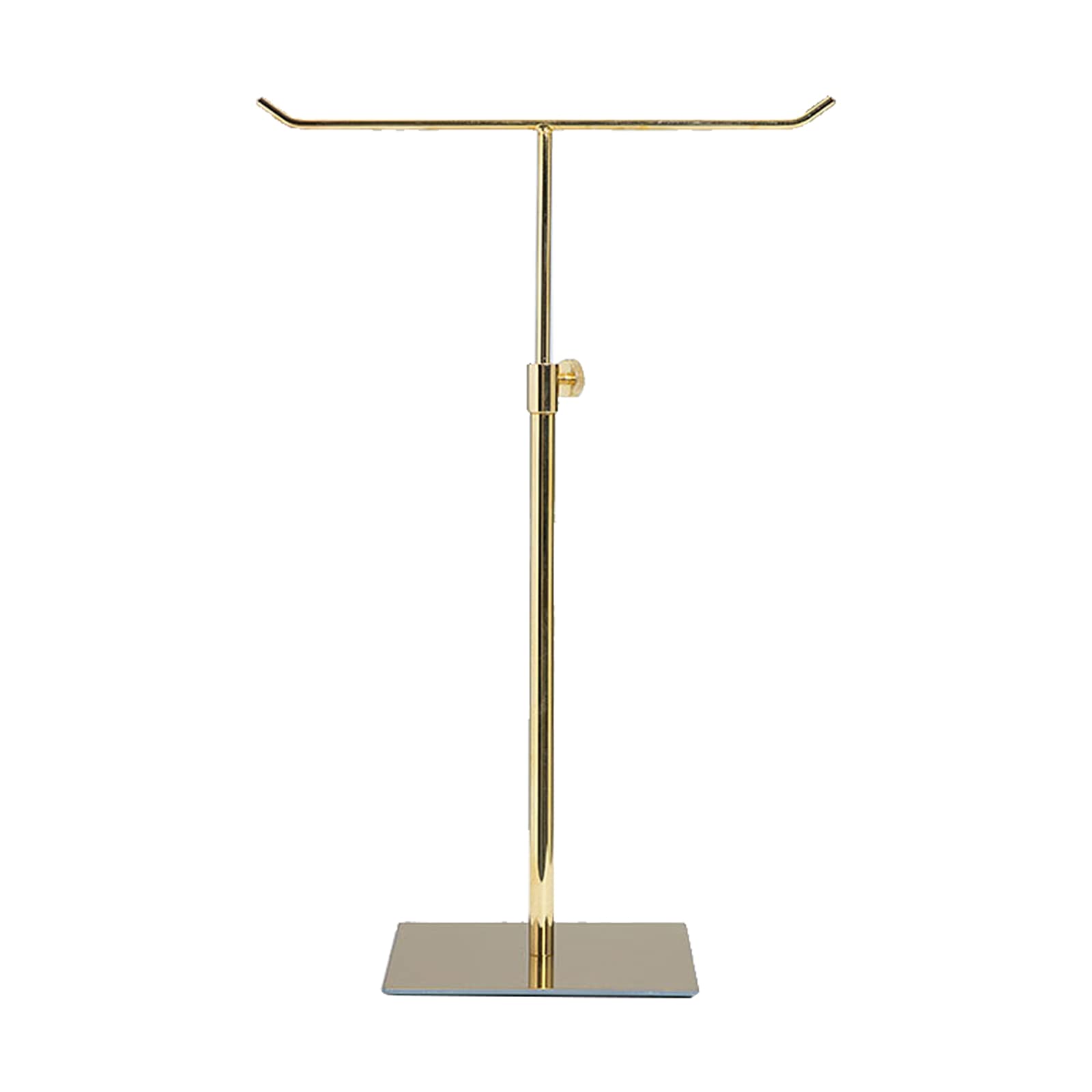 Présentoir à bijoux réglable en acier inoxydable avec barre en T 40-60 cm – Base autonome et stable – Pour écharpe, serviette, collier, bracelet – Parfait – Doré