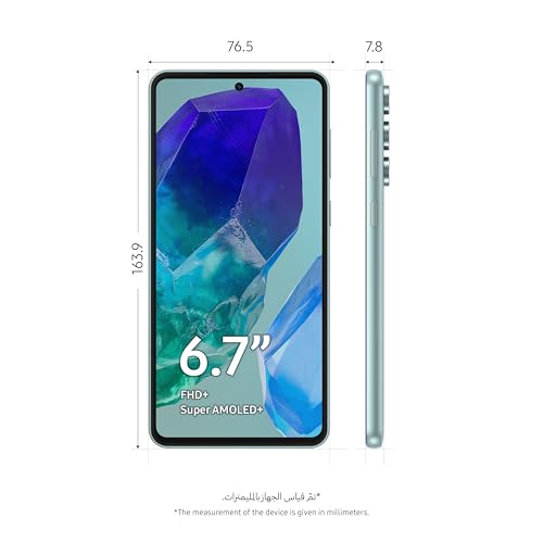 موبايل سامسونج جالاكسي M55 شبكة الجيل الخامس 5G يعمل بنظام أندرويد بشريحتي اتصال وذاكرة رام 8 جيجابايت وسعة تخزينية 128 جيجابايت، لون أخضر فاتح، ضمان لمدة عام/إصدار محلي