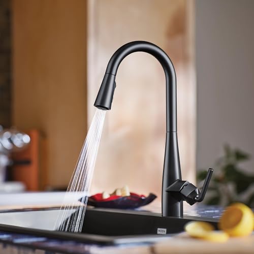 Moen Crisan Single Handle Pulldown Kitchen Faucet Featuring Power Boost and Reflex Docking System, Matte Black, 87237BL by Moen - Used condition - Image 9