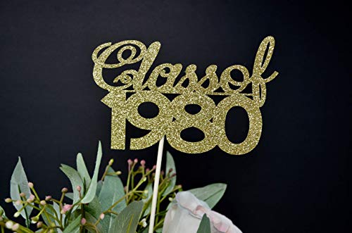1980 Reunion Table centerpiece sticks, 40th High School Reunion Party Table, Class of 1980 Cutouts, Glitter Class Reunion cutouts, 1980, class reunion 2020