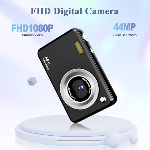 Image of Digital Camera, FHD 1080P Point and Shoot Kids Camera, with 32GB Card,16X Zoom Anti Shake,48MP Compact Portable Small, for Starter Kid Children Teen Student Girl Boy