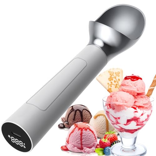 Cuillère à glace électrique chauffante | Rechargeable, fonctionnement sans bouton | Affichage intelligent de la batterie et de la température | Outil de ramassage facile | Capacité de 56,7 g