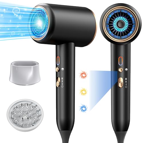 JANOLTY Secador de pelo, secador de pelo profesional de iones con motor AC 2400 W, difusor de pelo 2 en 1, botón caliente/frío, 2 niveles de calor, 3 niveles de velocidad, incluye