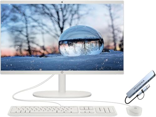 HP 21.5' FHD All-in-One Desktop Computer, 32GB RAM 1.5TB Storage (1TB SSD+512GB Docking Station Set), Dual-Core Intel Celeron, Windows 11, Snow White