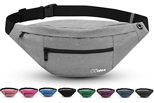 CCidea Fanny Pack For Women Men, Crossbody Bag For Workout Hiking Traveling Running Skiing,Fashion Waterproof Crossbody Purse With 4-Zipper Pockets (Light Grey) CCidea Fanny Pack For Women Men, Crossbody Bag For Workout Hiking Traveling Running Skiing,Fashion Waterproof Crossbody Purse With 4-Zipper Pockets (Light Grey)