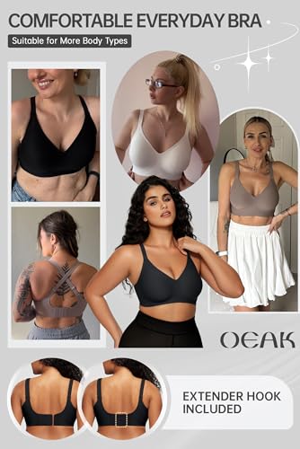 Image of OEAK Women Comfortable Jelly Bras No Underwire Seamless Full Coverage Bralette Buttery Soft Convertible Everyday Tshirt Bra