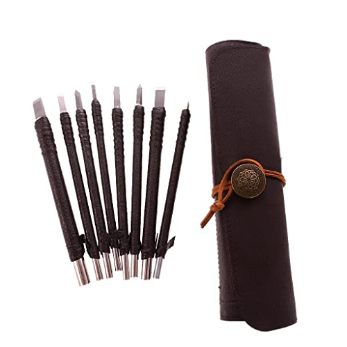 Image of Club BollywoodSet of 8 Chisel Stone Wood Carving Seal Engraving Set Hobby Craft Tool