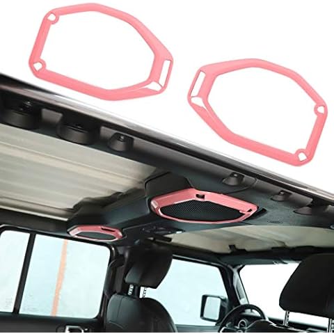 Hoolcar Interior Accessories Roof Speaker Decor Cover Top Audio Speaker Surround Trim for 2018-2020 Jeep Wrangler JL JLU JT, Pink Cover