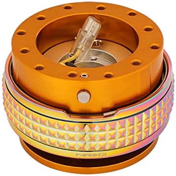 NRG (SRK-210GM-CG) Gunmetal Body/Chrome Gold Ring Gen 2.1/Pyramid Series Steering Wheel Quick Release Adapter 6-Hole