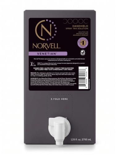 Image of Norvell Premium Spray Tan Solution Venetian Gallon 128 fl oz | Professional Sunless Tanning Formula for Natural Bronze Glow, Streak Free, Fast Drying, Long Lasting Color