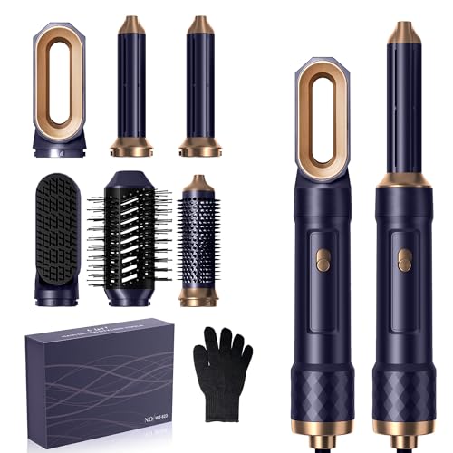 Airstyler 6 en 1 Cepillo secador de pelo, Secador con Cepillo Alisador Pelo Rizador Pelo Ondas Secador de Pelo Moldeador Pelo Voluminizador,3 Temperaturas,Secador cepillo con funciones de, Alisa