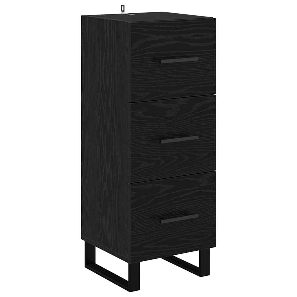 Générique Bufet inżynieryjny drewniany 34,5x34x180 cm Metalowe nogi czarne | Przestronne przechowywanie, 5 przegródek, gładka powierzchnia, łatwa do czyszczenia, nowoczesny design do jadalni lub kuchni