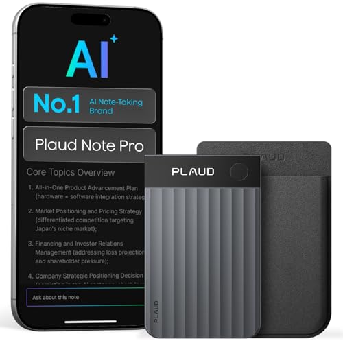 Image of Plaud Note Pro, AI Note Taker for in-Person /Online Meetings and Calls, Smart Transcription & Summarization, Clear Audio, Ultra-Slim Design, Secure Data, Case Included, Silver