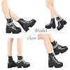 Womens Platform Boots Round Toe Chunky Ankle Boots Punk Boots Lace Up&Zipper Combat Boots